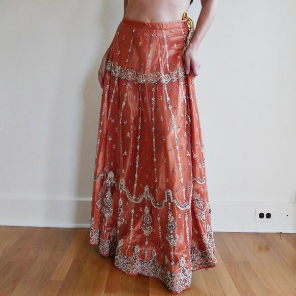 American Vintage Dresses & Skirts - Vintage Beaded Skirt Low Rise Maxi Fairy Embroidered Indian Intricately Beaded